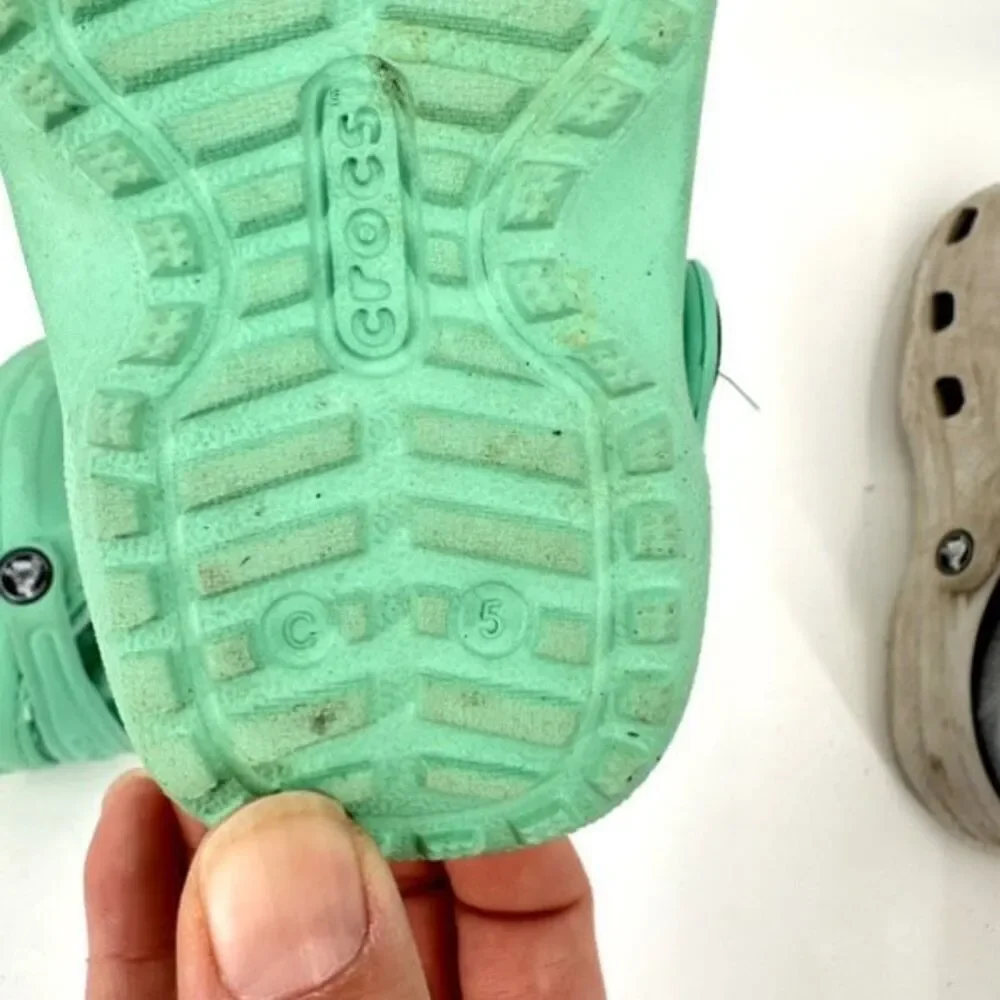 Crocs Toddler Classic Fuzzy Lined Clog Slip‎ On Shoes Mint Green Size 5 toddler